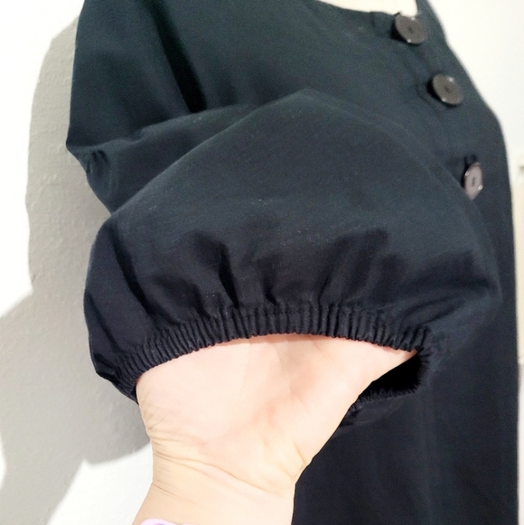 Bitten by Sarah Jessica Parker Black Tunic Dress 3/4 Sleeve Button Front Size XL - Picture 3 of 13